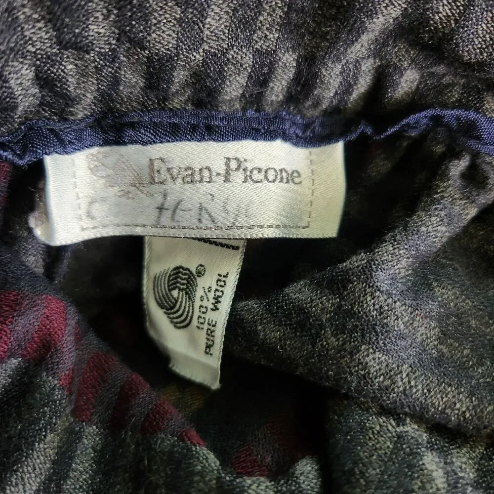 Vintage Evan Picone Pleated Midi Skirt Wool Blend Striped Women’s 10 - Picture 5 of 8